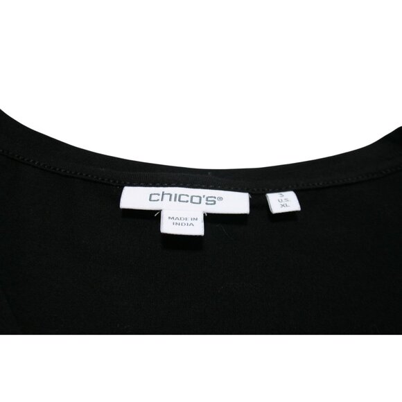 Chico’s Womens XL Modal Black Lace Sleeve Blouse Witchy Whimsygoth Dark Feminine - Picture 3 of 8